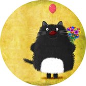 Muursticker Black Cat_Happy Birthday -Ø 130 cm