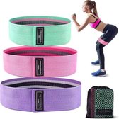 Weerstandsbanden - hoge kwaliteit - fitnessband - resistance bands - Multikleur roze/paars/groen