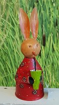 Metalen paashaas in bonte kleuren - hoogte 28cm - voorjaar - Pasen - konijn