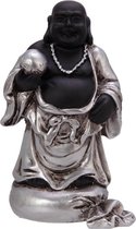 New Dutch Boeddha geluk en voorspoed - Wijsheid - polystone - zwart/zilver - 8cm