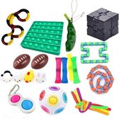 Fidget toys pakket set - 22 Delig - Simple dimple - Pea popper - Mochi squishy - Infinity cube - Pop it vierkant - Mesh-and-marble fidget toy - Inclusief unieke handleiding!