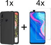 Huawei P Smart Z hoesje zwart siliconen case hoes cover hoesjes - 4x Huawei P Smart Z screenprotector