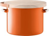 LSA Pot de rangement utilitaire - Incl. Couvercle en chêne - Acier émaillé - Ø 31 x 25 cm - Orange