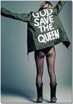 Canvas Experts Doek Met God Save The Queen Maat 60x90CM *ALLEEN DOEK MET WITTE RANDEN* Wanddecoratie | Poster | Wall Art | Canvas Doek | Voor Meer Opties En Complete Schilderijen