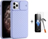 GSMNed – iPhone 11 pro Paars  – hoogwaardig siliconen Case Paars – iPhone 11 pro paars – hoesje voor iPhone Paars – shockproof – camera bescherming – met screenprotector iPhone 11