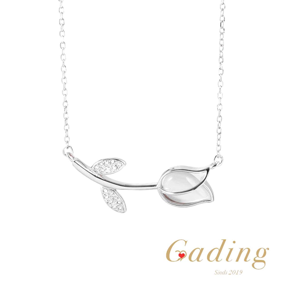 Gading® Ketting dames met hanger - Zilver Tulpen collier - 40+6 cm- zilveren 925