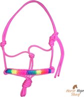Touwhalster ‘Rainbow-roze’ maat pony | roze, neon roze, regenboog, touwproducten