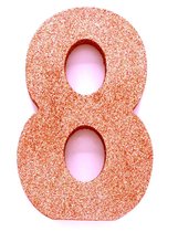 Rosé Goud Tafeldecoratie Cijfer 8 Glitter 20,5cm