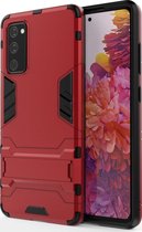 Samsung Galaxy S20 FE Hoesje - Mobigear - Armor Stand Serie - Hard Kunststof Backcover - Rood - Hoesje Geschikt Voor Samsung Galaxy S20 FE