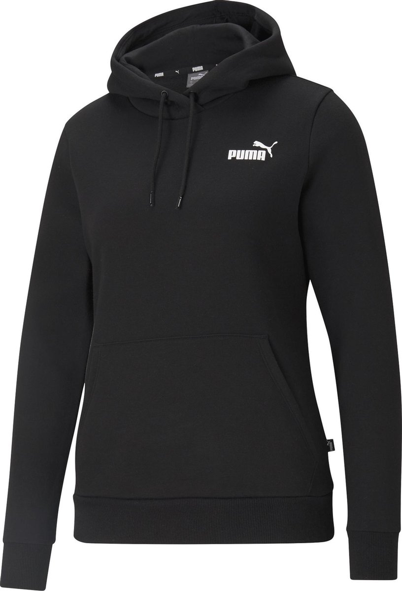 PUMA ESS Small Logo Hoodie FL Dames Trui Zwart