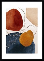 Poster Watercolor Composition - Abstracte Kunst - Blauw, Bordeaux Rood