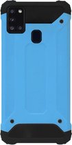 WLONS Rubber Kunststof Bumper Case Hoesje Geschikt voor Samsung Galaxy A21s - Blauw
