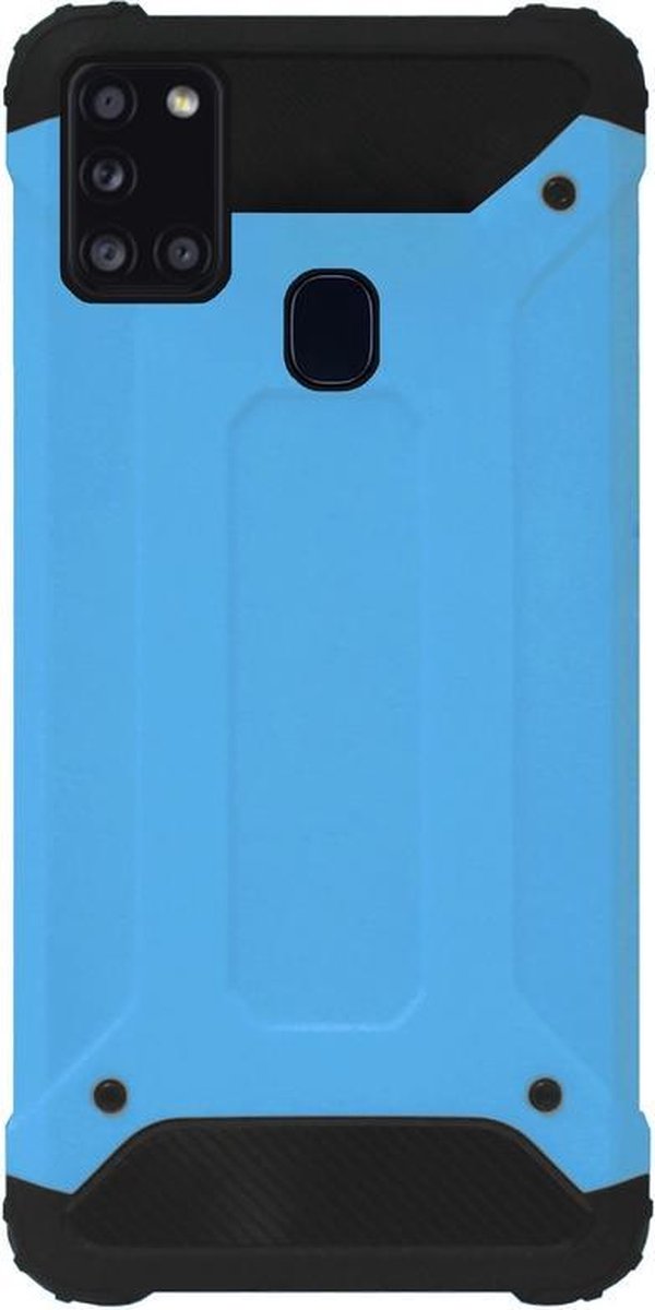 WLONS Rubber Kunststof Bumper Case Hoesje Geschikt voor Samsung Galaxy A21s - Blauw