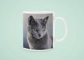 Mok - Blauwe Rus - kattenmok - Russian Blue - cadeautip voor katten liefhebber