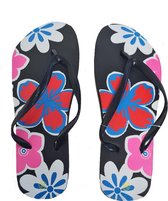 Sorprese vlinder – slippers – bloem zwart – maat 38 – slippers dames – teenslippers - badslippers