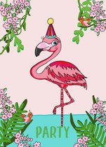 Puk Art© | Uitnodiging kinderfeestje | uitnodigingskaarten | uitnodiging verjaardag | uitnodiging feest | kinderfeestje | Flamingo | invulkaarten | 20 stuks