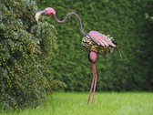 Tuinbeeld - metalen kleurrijke flamingo - 60 cm hoog