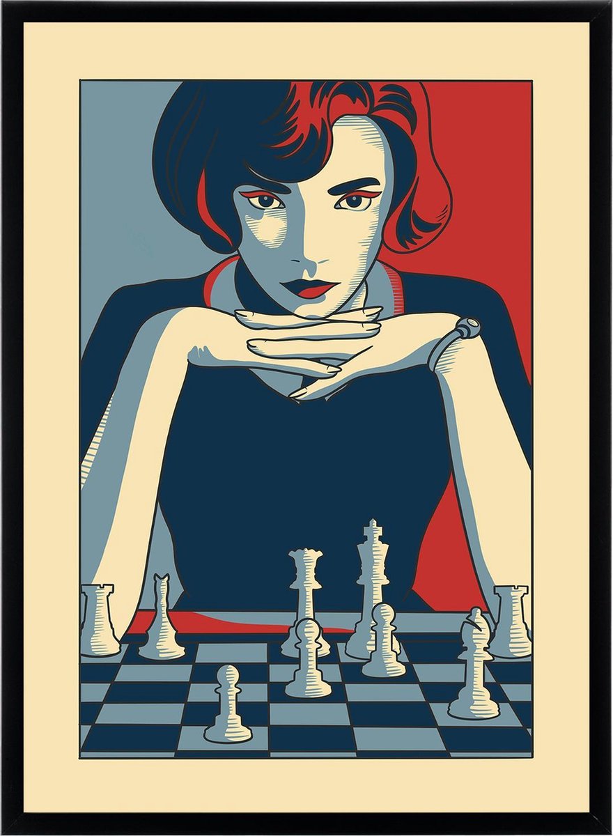 Esque Poster Queen's Gambit - Schaken - Retro Art Print - 50x70 cm