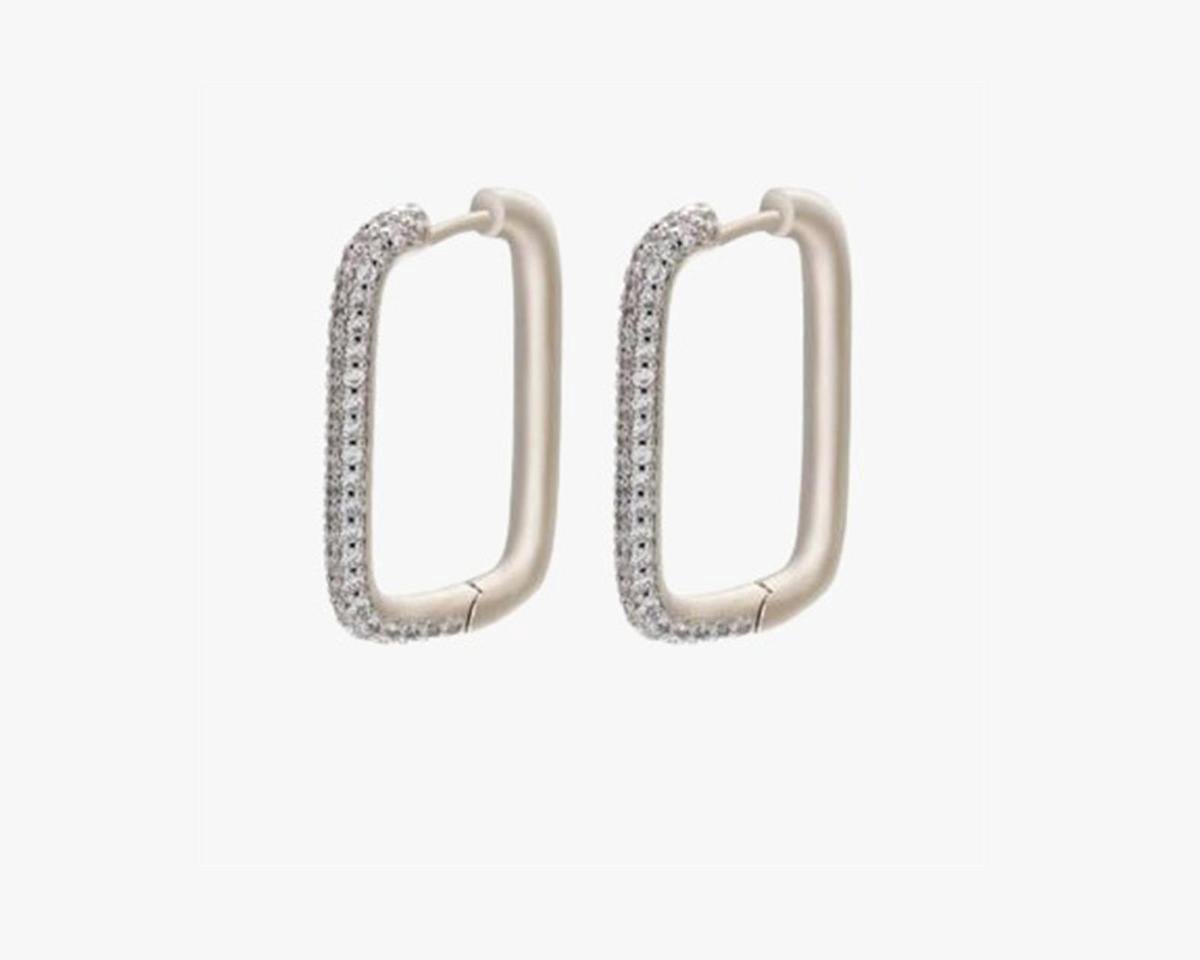 Jobo By JET - Hope earrings - medium - silver - zilverkleurige oorbellen - Diamanten ovalen oorbellen