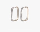 Jobo By JET - Hope earrings - medium - silver - zilverkleurige oorbellen - Diamanten ovalen oorbellen