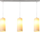 Olucia Hatice - Design Hanglamp - 3L - Glas/Metaal - Chroom;Wit - Rechthoek
