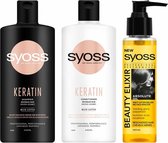 Syoss Keratin Shampoo & Conditioner + Beauty Elixir Absolute Haarolie Pakket