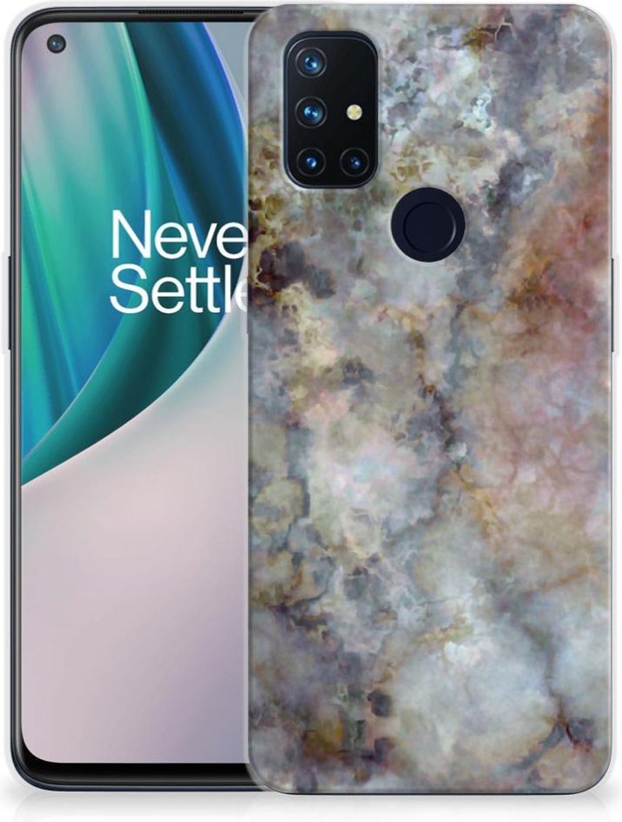 OnePlus Nord N10 5G TPU Siliconen Hoesje Marmer Grijs