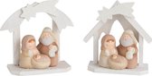 J-Line Kerststal Hout/Poly Creme Small Ass2/ Set van 4 stuks