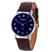Fako® - Horloge - Geneva Blue - Plastic - Bruin