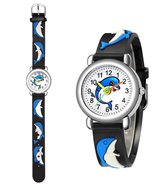 Kinderhorloge dolfijn zwart - blauw