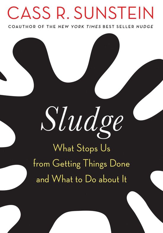Boek kaft met rode titel 'Sludge' en zwarte spetters. Ondertitel: 'What Stops Us from Getting Things Done and What to Do about It'.