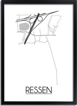 Ressen Plattegrond poster A4 + Fotolijst zwart (21x29,7cm) - DesignClaudShop