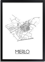 Mierlo Plattegrond poster A4 + Fotolijst zwart (21x29,7cm) - DesignClaudShop