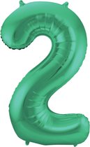 cijferballon 2 groen, 32 inch kindercrea