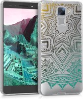 kwmobile telefoonhoesje voor Honor 7 / 7 Premium - Hoesje voor smartphone in geel / turquoise / transparant - Azteekse Zon design