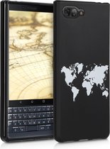 kwmobile telefoonhoesje compatibel met Blackberry KEYtwo LE (Key2 LE) - Hoesje voor smartphone in wit / zwart - Wereldkaart design