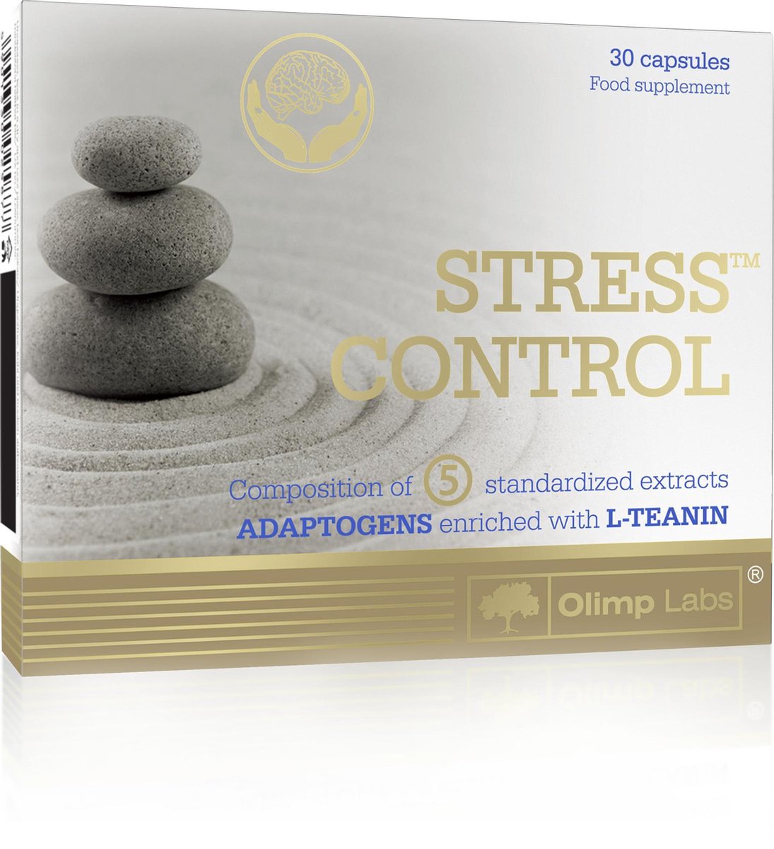 Stress Control 30 caps, 6 ADAPTOGENS die 5 gestandaardiseerde plantenextracten bevatten en L-theanine – een natuurlijk aminozuur uit groene thee. Actieve ingrediënten van ADAPTOGENS versterken de adaptieve reactie van het lichaam op alledaagse stress