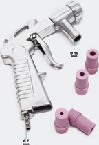Zandstraalpistool met toebehoren;  1/4 "persluchtaansluiting, inclusief 4 keramische nozzles 4 / 5 / 6 / 7 mm - Multistrobe