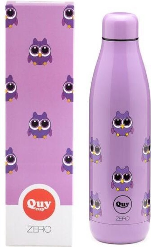 Quy Cup - 500ml Thermosfles “Owl” Purper 12 uur heet 24 uur koud herbruikbaar RVS fles (304)