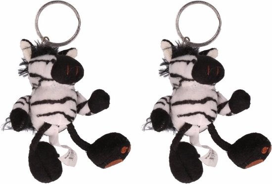 Set van 6x stuks sleutelhanger pluche zebra 10 cm Mini knuffel Pluche dieren |