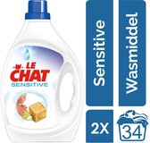 Le Chat Sensitive Gel - Vloeibaar Wasmiddel - Gevoelige Huid - Voordeelverpakking - 2 x 34 wasbeurten