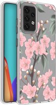 iMoshion Hoesje Geschikt voor Samsung Galaxy A52 (4G) / A52s / A52 (5G) Hoesje Siliconen - iMoshion Design hoesje - Roze / Transparant / Cherry Blossom