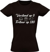 Verstand op 0, Frituur op 180  Dames t-shirt | eten | friettent | patat | niet nadenken | Zwart