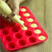 Paarse Siliconen Muffinvorm - 24 Vormpjes - Siliconen Bakvorm - Muffin Bakvorm Siliconen - Siliconen Cupcake Vormpjes - Muffin Bakblik - Muffin Bakplaat - Rood
