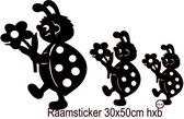 Raamsticker Lieveheersbeestje Vrolijke Beestjes Lieve  Kinderkamer Baby Kind Raam Muur Wand sticker Decoratie Muren Ramen Kleur Zwart