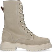 Manfield - Dames - Beige veterlaarsjes met off white zool - Maat 41