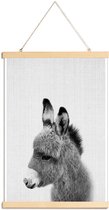 JUNIQE - Posterhanger Ezel zwart-wit foto -30x45 /Grijs & Wit