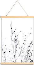 JUNIQE - Posterhanger Black Grass -60x90 /Wit & Zwart