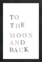 JUNIQE - Poster in houten lijst To The Moon and Back -20x30 /Kleurrijk