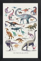 JUNIQE - Poster in houten lijst Dinosauruskaart -40x60 /Kleurrijk